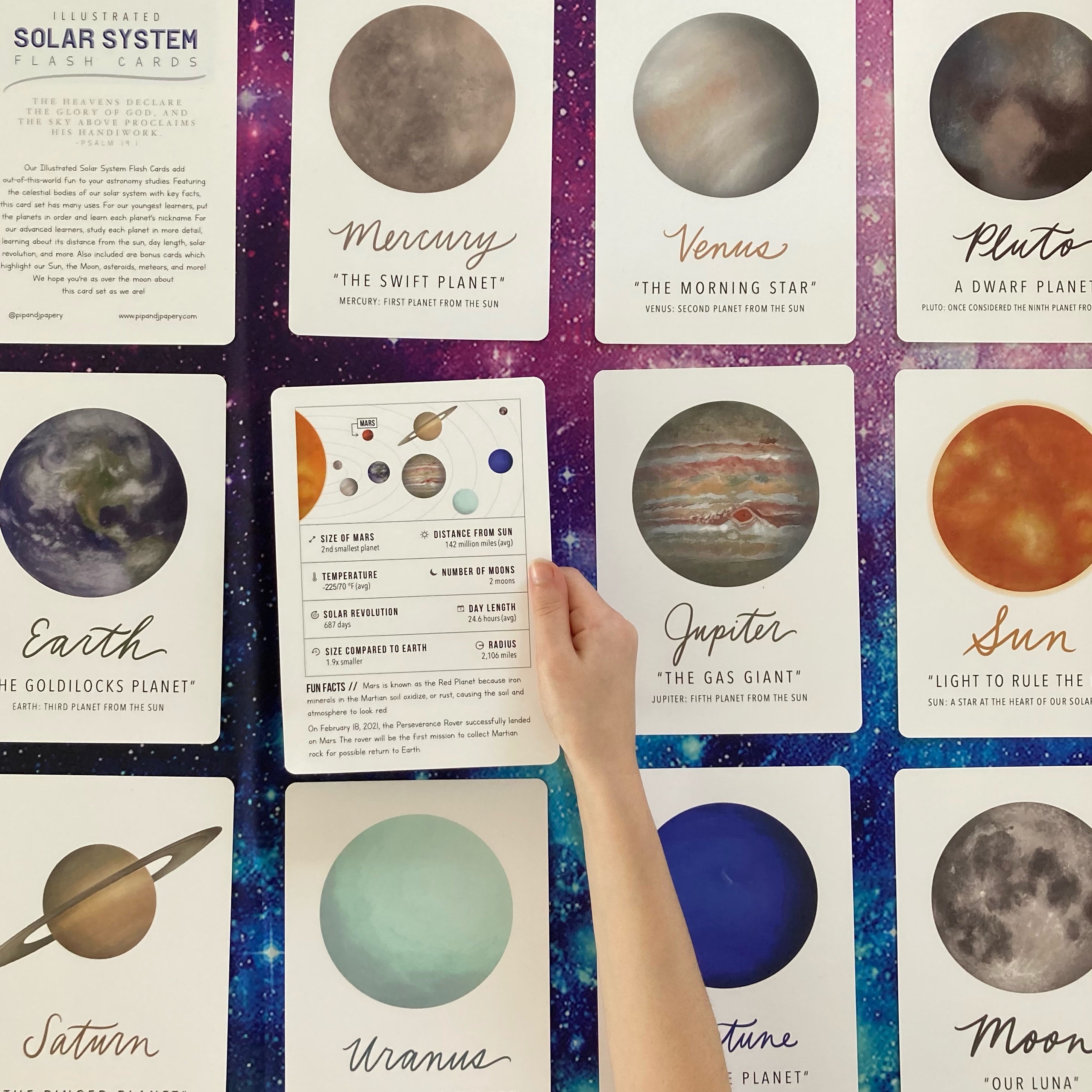 solar system fact cards